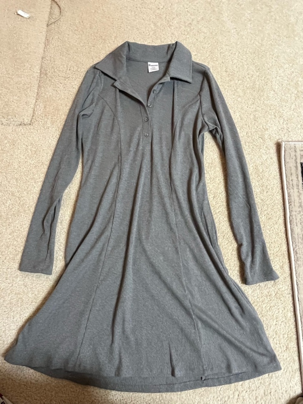 No Boundaries Gray Long-Sleeve Polo Dress